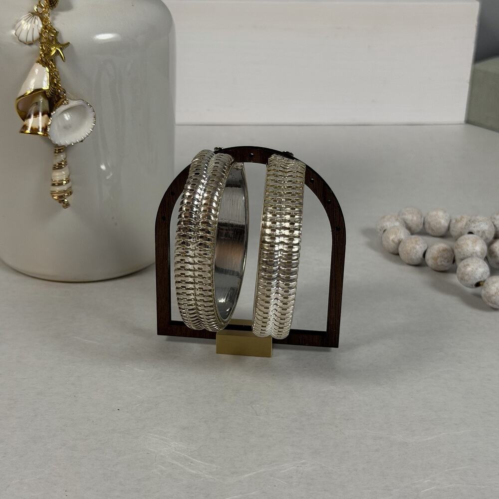 Dramatic Vintage 1970s Silver-Tone Sparkly Metal-Beaded 3" Disco Hoop Earrings